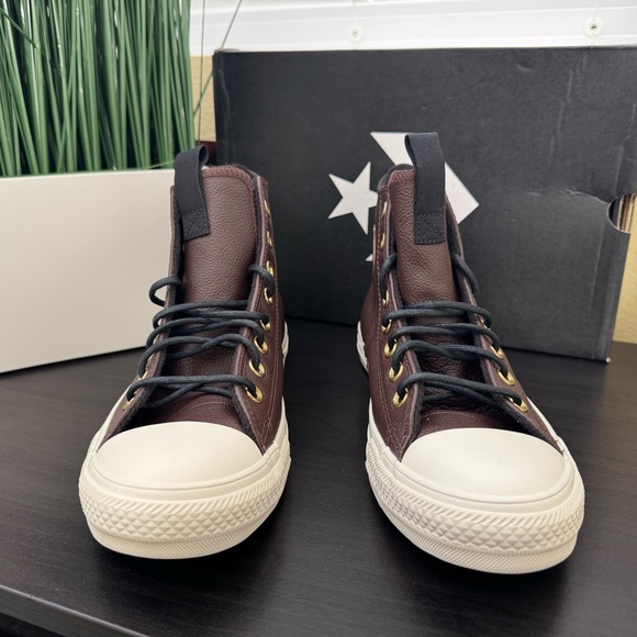 Converse CTAS Hi Dark Root|Black|Egret Leather Sneakers ✨NEW - Picture 3 of 9